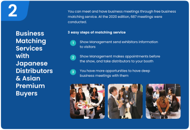 2.Business Matching Services with Japanese Distributors& Asian Premium Buyers